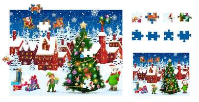 sega puzzle gioco pezzi di Natale paesaggio vettore