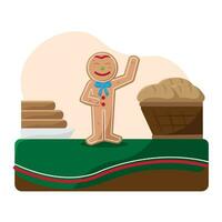 carino contento Natale Pan di zenzero biscotto personaggio vettore illustrazione
