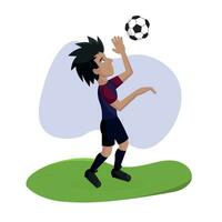 isolato contento calcio giocatore cartone animato con un' palla vettore illustrazione