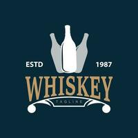 whisky logo design vecchio bevanda bottiglia semplice stile retrò Vintage ▾ bar ristorante templet illustrazione vettore