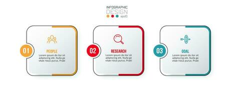 3 passo presentazione per attività commerciale Infografica vettore design.