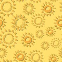 vettore seamless pattern sole semplici linee isolate disegnate a mano, scarabocchio di giallo con ombra, raggio arancione o scoppio di sole per banner, sfondo, carta da parati, copertina ecc.