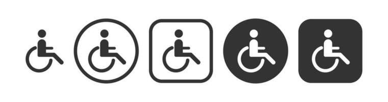 Disabilitato persona icona. uomo nel un' sedia a rotelle simbolo. cartello parcheggio vettore. vettore