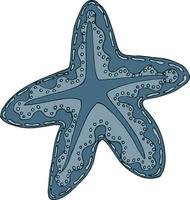 stella marina mare vettore isolato disegno a mano schizzo blue