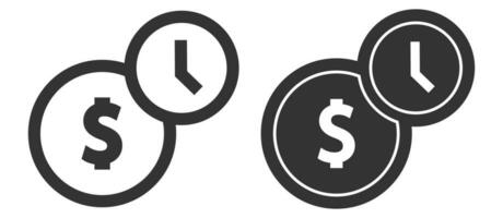 tempo i soldi icona. bussines simbolo. cartello finanza, orologio vettore. vettore