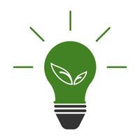 leggero lampadina con foglia verde icona. eco energia simbolo. cartello ecologia lampada vettore. vettore