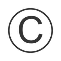 diritto d'autore icona. lettera c e cerchio licenza simbolo. marchio vettore. vettore