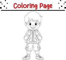 divertente poco ragazzo colorazione libro pagina vettore