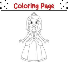bellissimo Principessa colorazione libro pagina per bambini vettore