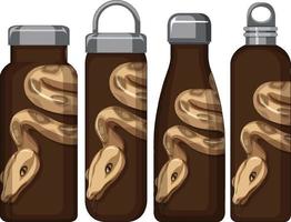 set di diversi thermos con motivo a serpente vettore