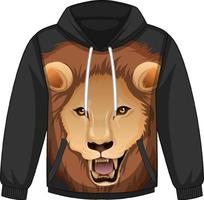 parte anteriore del maglione con cappuccio con motivo leone vettore