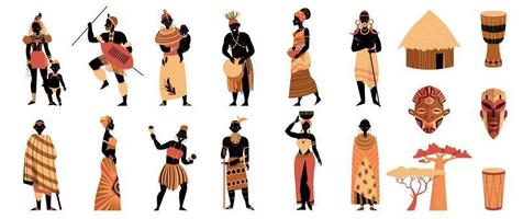 set di icone africa tribale vettore