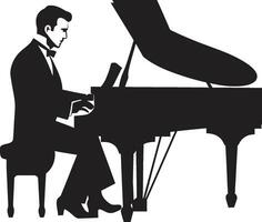 rapsodico giocatore vettore nero design pianoforte virtuoso nero vettore icona