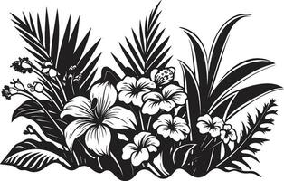 tropicale botanico maestà vettore nero design nero vettore esotico fiorire icona