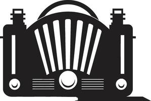 Radio sintonizzatore nostalgia vettore nero design iconico Radio impostato nero vettore icona