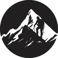 vertice cercatore silhouette nero vettore icona alpinismo avventura vettore design