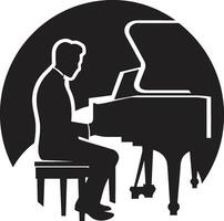 jazzy pianoforte maestro nero vettore icona sereno pianista vettore design