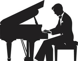 sentimentale giocatore vettore design pianoforte solista nero icona