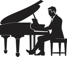 ritmico pianista vettore design pianoforte sonata specialista nero icona