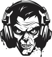 zombie danza inno vettore design zombie dj elettro battiti vettore icona