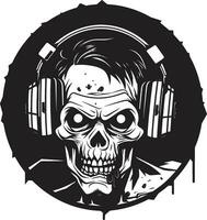 zombie dj rotazione vettore icona macabro musica miscelatore zombie vettore
