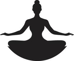 loto luminare nero logo con yoga donna silhouette potereeleganza yoga posa donna vettore