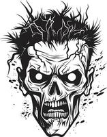 zombie folle impressione cranio icona zombie bizzarro design vettore icona