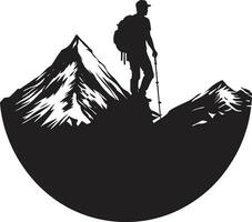 roccioso terreno esploratore nero icona scalatori vittoria vettore nero design