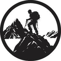 arrampicata sfida vettore design roccioso terreno esploratore nero icona