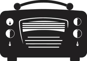 memorabile Radio consolle nero icona eredità Audio dispositivo vettore nero design