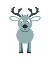 carino grigio renna con grande corna. Natale cervo vettore illustrazione nel piatto cartone animato stile