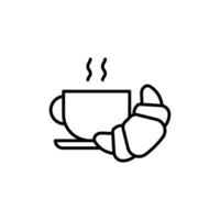 caffè e brioche icona. semplice schema stile. pane, Pasticcino, mezzaluna, cibo e bevanda concetto. magro linea simbolo. vettore illustrazione isolato.