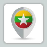 Myanmar bandiera perno carta geografica icona vettore