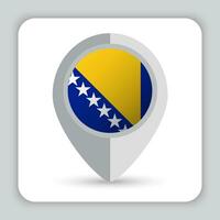 bosnia e erzegovina bandiera perno carta geografica icona vettore