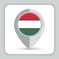 Ungheria bandiera perno carta geografica icona vettore