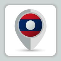 Laos bandiera perno carta geografica icona vettore