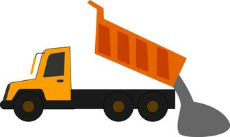 clipart di un' giallo cumulo di rifiuti camion nel operativo elaborare il grande merce veicolo, camionsemi-trattore rimorchi, vettore o colore illustrazione