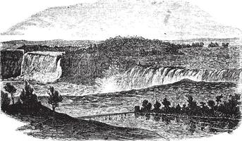 Niagara cascate nel toronto, ontario, Canada e bufalo, nuovo York, Stati Uniti d'America, Vintage ▾ inciso illustrazione vettore