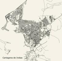 vettore città strada carta geografica di cartagena de indie, Spagna