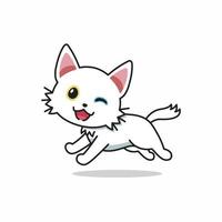 personaggio dei cartoni animati di vettore simpatico gatto bianco in esecuzione