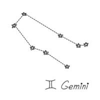 mano disegnato Gemelli zodiaco cartello esoterico simbolo scarabocchio astrologia clipart elemento per design vettore