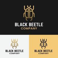 lettera iniziale bb per modello di progettazione del logo dello scarabeo nero vettore