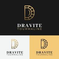 lettera iniziale d modello di progettazione del logo lineare della linea di diamante dravite vettore