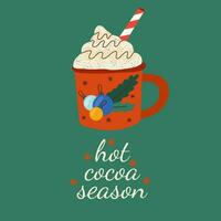 inverno Natale tazza con caldo cacao. caldo cacao stagione inviare carta.perfetto per striscione, saluto carta, abbigliamento e etichetta design. vettore