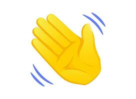 agitando mano icona. giallo gesto emoji vettore illustrazione.