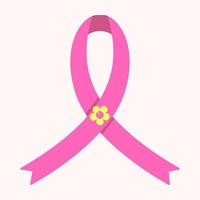 illustrazione vettoriale del nastro del fiore di consapevolezza del cancro al seno
