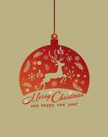 design lanterna rosso struttura con Mocca silhouette di renna e Natale ornamenti. Natale e nuovo anno carta. vettore illustrazione su Mocca sfondo.