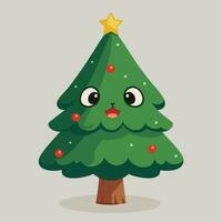 carino decorato Natale albero sorridente. piatto stile vettore illustrazione.