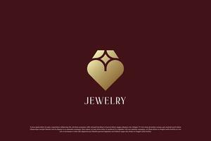 cuore gioiello logo design illustrazione. solido forma gemma gioielleria Accessori Tesoro cuore amore moda stile di vita. piatto icona concetto semplice minimalista elegante lusso maestoso fascino di classe pendenza. vettore