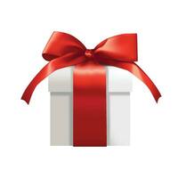 vettore realistico carta pacchetto scatola legato con rosso regalo arco isolato su bianca sfondo